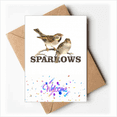 thumbnail image 1 of Sparrows Birds Animals Food Love Welcome Back Greeting Cards Envelopes Blank, 1 of 3