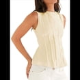 thumbnail image 2 of Blusas Casuales Sin Mangas para Mujer, Blusas de Trabajo Fruncidas, Ajustadas, Camisas de Moda 2025 Amarillo S, 2 of 7