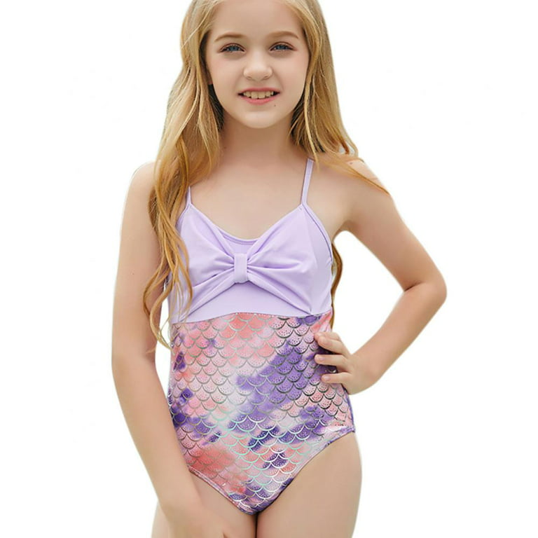 Bullpiano Swimsuits for Girls 7-11 Years Cute Heart Printed Swimwear Bikini  Set Carton Bathing Suit with Cover Up Beach Skirt 7-11 Years 7-8 Years