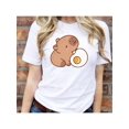thumbnail image 1 of Playera Blusa De Capybara Comiendo Un Huevo Estrellado Capibara Ropa Para Mujer Divertida Color Blanco Talla Chica Marca Emil SaEs, 1 of 4