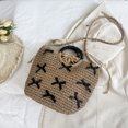 thumbnail image 4 of Bolso Bolsos Tejidos De Mujer Bolso De Mano Tejido De Paja Con Lazo Para Vacaciones En La Playa Negro, 4 of 7