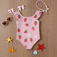 thumbnail image 6 of Abcomgle Girls Swimsuit Size 6 Strawberry Daisy Floral One Piece Girls Swimsuit Ruffled Stretchy Swimwear for Girls, 6 of 7