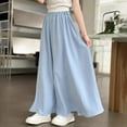 thumbnail image 2 of CYMMPU Girls's High Waist Wide Leg Long Palazzo Pants Casual Lounge Pants Flowy High Waisted Baggy Trousers with Pockets 4-14 Years Light Blue 10 Years, 2 of 6