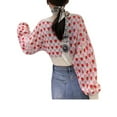 thumbnail image 4 of KOMOO Women Cropped Knitted Cardigan Long Sleeve Button Down Floral Sweater 90s Vintage Aesthetic Knitwear Outerwear, 4 of 9