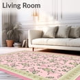 thumbnail image 2 of ODIKA 6'x9' Machine Washable Non-Slip Area Rug, Elegant Vine Hearts with Ornate Lace and Filigree Details High Traffic Rug with Pad, Pink, 741079, 2 of 8
