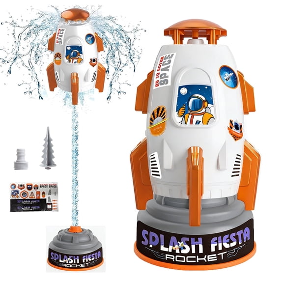 Adofi Sprinkler Rocket Launcher Outdoor Water Toys for Kids, Rocket Design Water Powered Liftoff 9-16ft & Spin, Summer Garden Lawn Toys & Birthday Gift for Girls Boys Age 3-12 Year Old