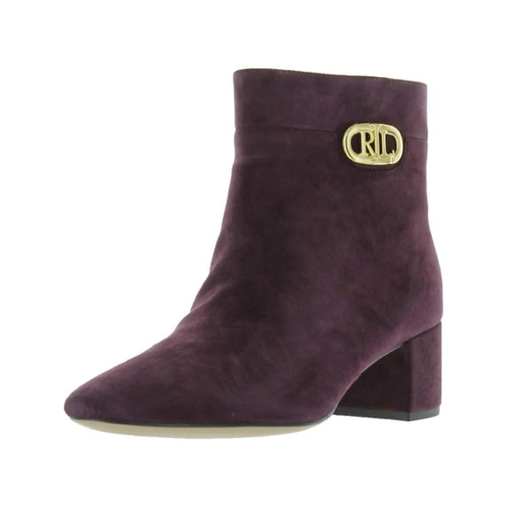 Lauren Ralph Lauren Womens Wynne Suede Ankle Booties Purple 8.5 Medium (B,M)