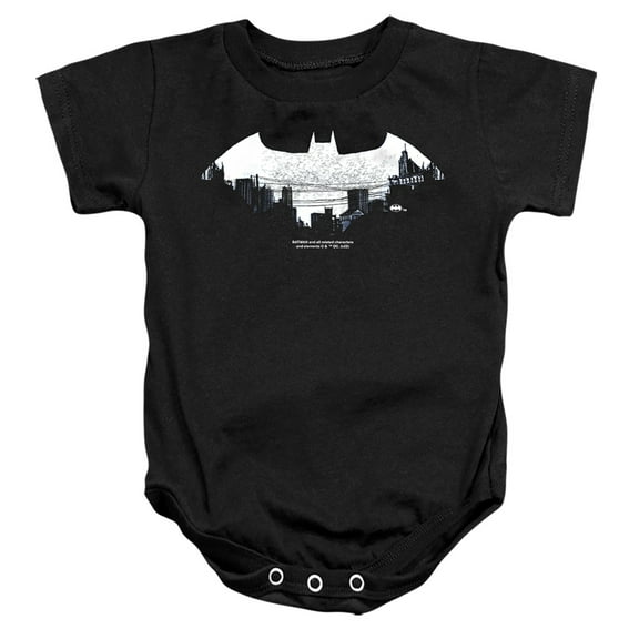 Batman Bat Logo Cityscape Unisex Infant Snap Suit for Baby (12 Months) Black