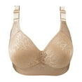 thumbnail image 2 of QLEICOM Everyday Bras for Women, Women's Comfort Lift Wirefree Bra Solid Color Comfortable Hollow Out Perspective Bra Underwear No Rims Bras No Underwire Beige Cup 42/95BC, 2 of 2