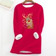 thumbnail image 2 of Sudadera de lana gruesa para mujer, ropa interior cálida de terciopelo con estampado navideño y cuello redondo Pompotops gfhjh10870, 2 of 3