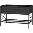 thumbnail image 2 of Black Galvanized Steel Raised Garden Bed with Shelf & Liner 37 Gallon Elevated Planter 30" Height for Outdoor Gardening, 2 of 12