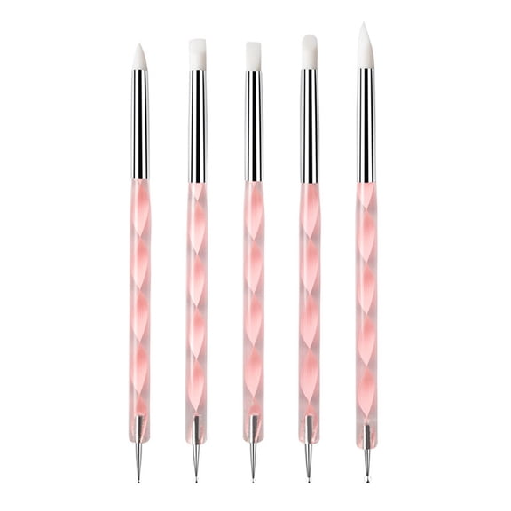 Soumake 5Pcs Silicone Clay Sculpting Tool Modeling Dotting Pottery Craft for DIY Handicraft Nail Art Cake Decoration