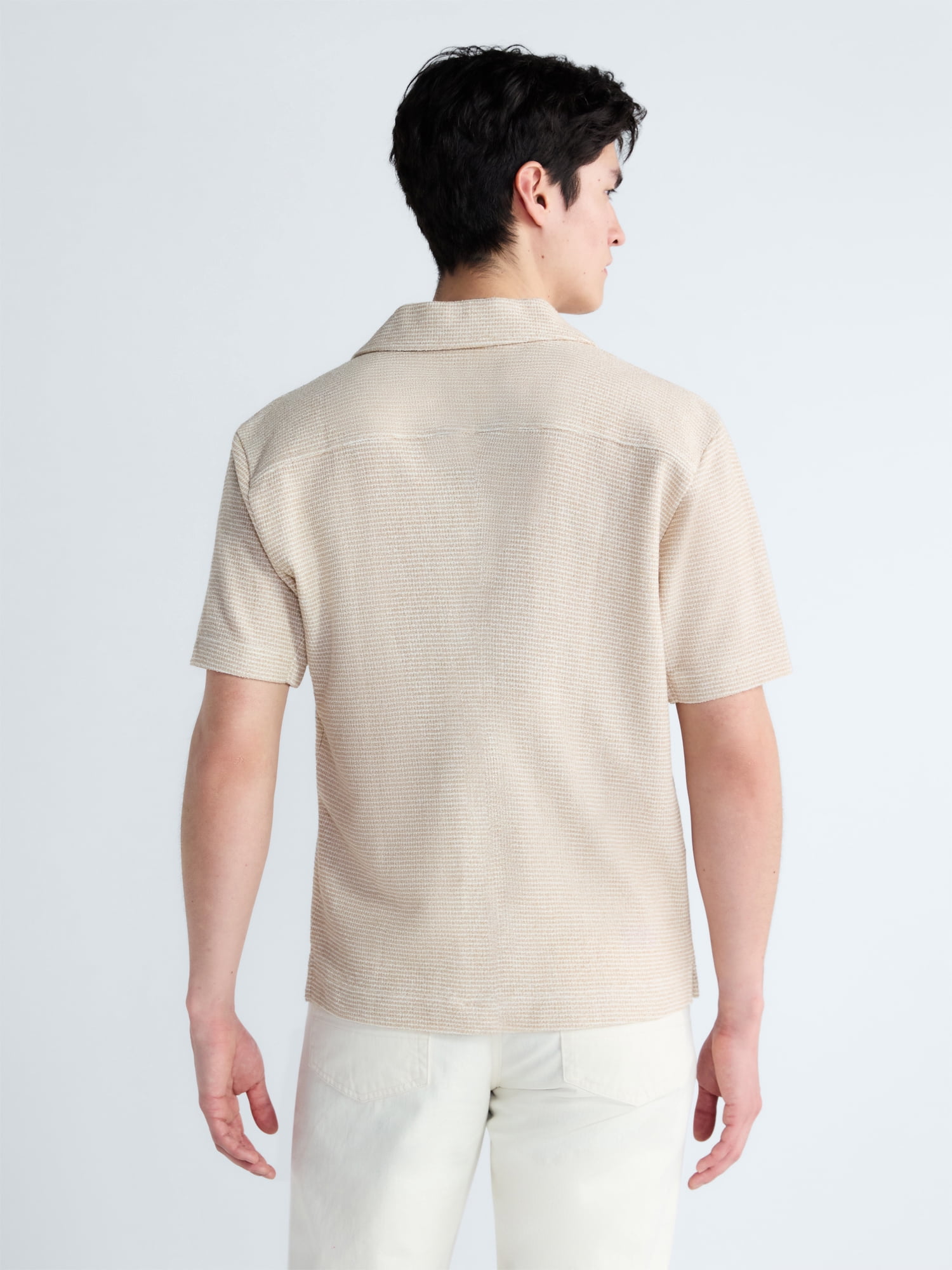 Free Assembly Men's Textured Polo Camp Shirt, Sizes S-3XL