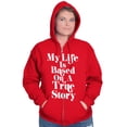 thumbnail image 3 of Life Based True Story Sarcastic Humor Unisex Plus Size Zip Hoodie Brisco Brands 5X, 3 of 6