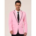 thumbnail image 2 of Lars Amadeus Blazer de corte slim de negocios para hombre, abrigo deportivo con un botón y un solo pecho Rosa L, 2 of 6