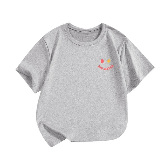 LYHaoo T-Shirt Décontracté à Manches Courtes pour Enfants, T-Shirt à Col Rond avec Imprimé de Lettres pour la Journée, T-Shirts Décontractés Tailles 3-4 Ans