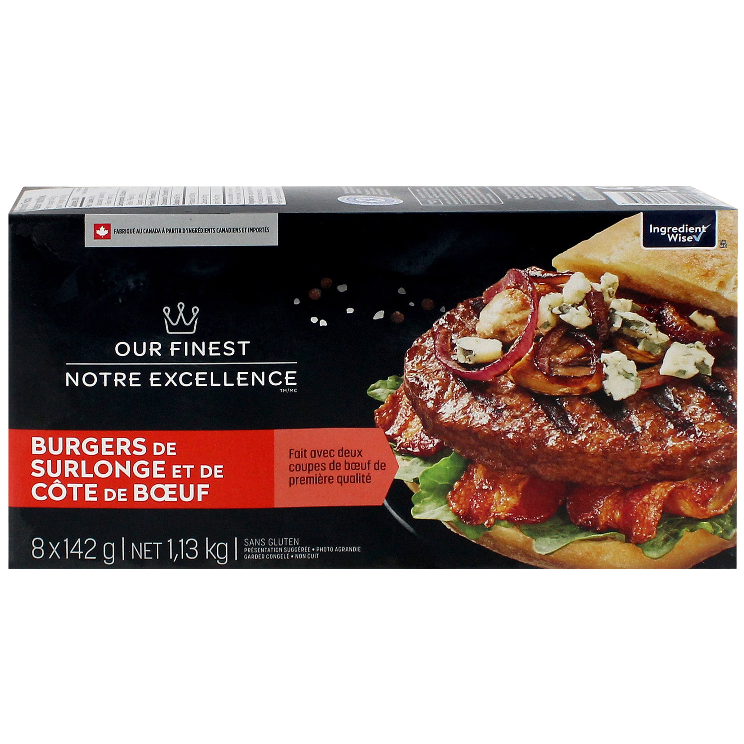 Our Finest Sirloin & Prime Rib Beef Burgers, 8 x 142 g