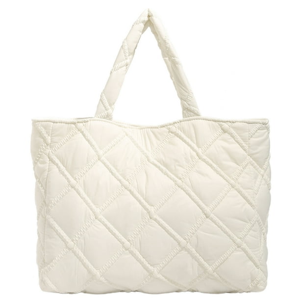 Bolsos Mujer Acolchado Hilo Bordado Tote Bag Ocio Diario (L) Blanco