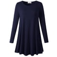 thumbnail image 4 of LARACE Plus Size Tunic Tops Long Sleeve Shirts for Women Swing Flowy Loose Fit Clothes for Leggings Navy Blue 1X, 4 of 6