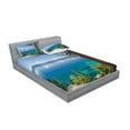 thumbnail image 2 of Ambesonne Nautical Fitted Sheet & Pillow Sham Set, East Shore of Lake, Full, Green Blue, 2 of 2