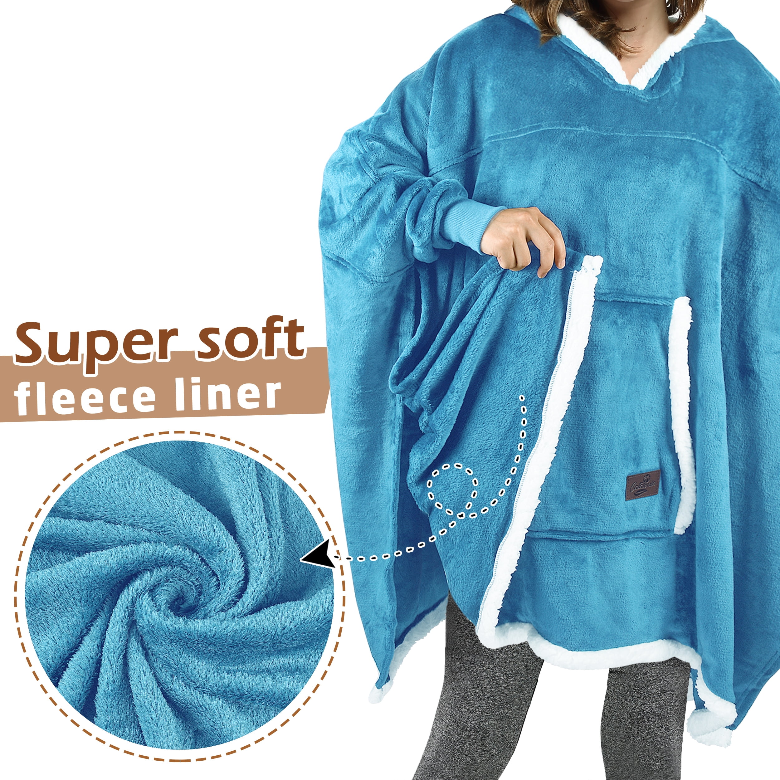 Oversized Hooded Poncho Cape, Casual Hoodie Sweatshirt, Batwing Coat Pullover | Light Weight, Cozy, Comfortable, Roomy | for Adults Women Men Teens