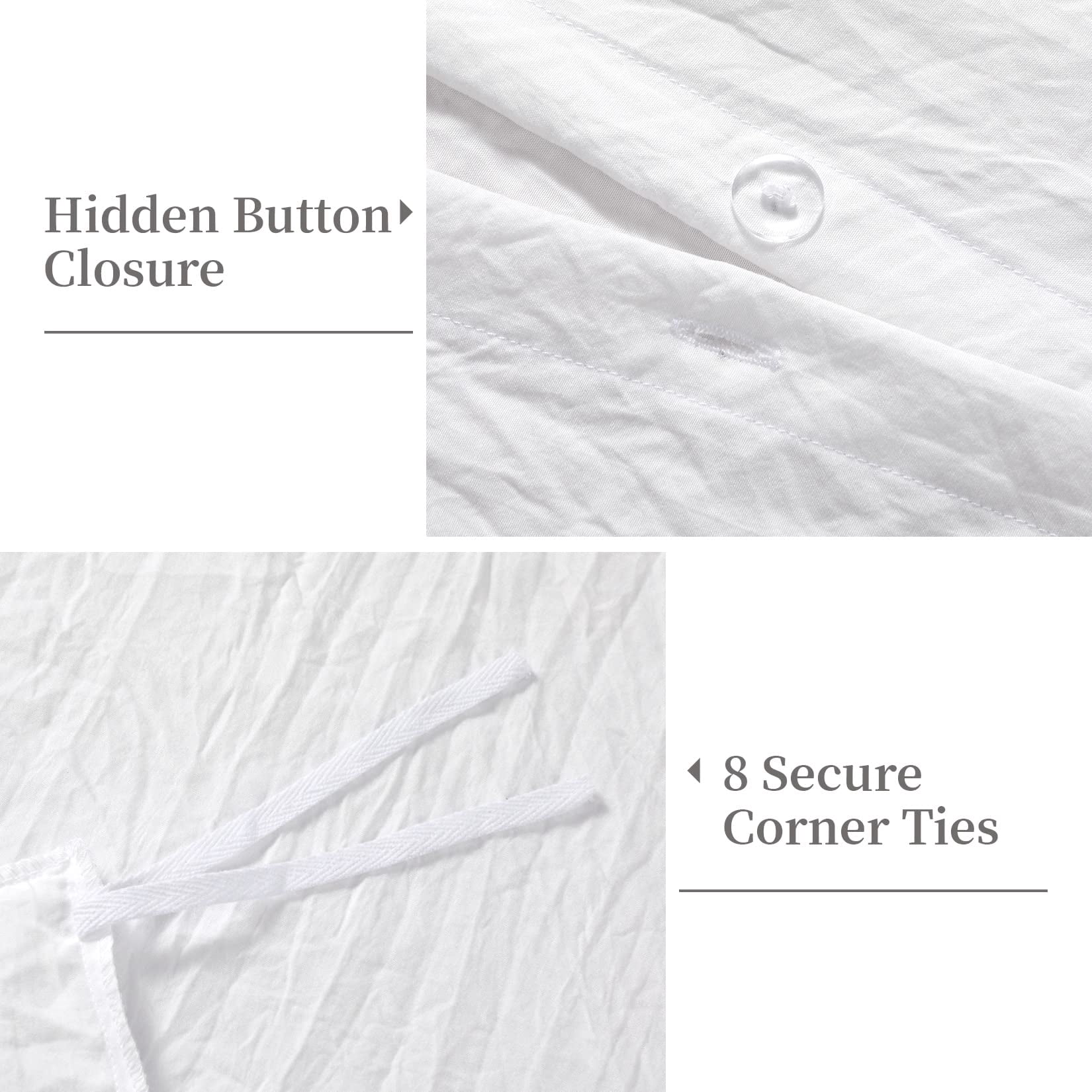 Ruffle Duvet Cover King Size, 3PCS Soft Washed Microfiber Vintage French Country Duvet Cover Set with Button Closure, White, 104x90 in
