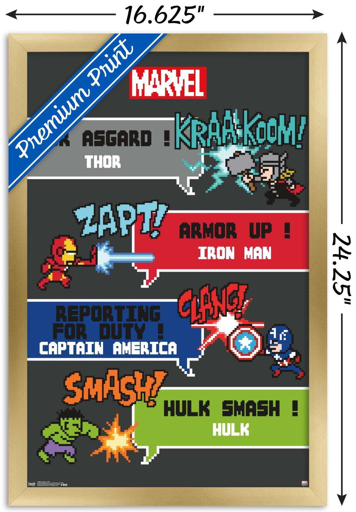 Marvel Comics - Avengers - 8 Bit Wall Poster, 14.725" x 22.375", Framed