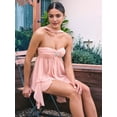 thumbnail image 5 of Women'S Sleeveless Backless Printed Tiered Ruffle Bodycon Club Party Mini Dress Pink S, 5 of 8