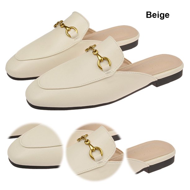 Slip en Portaobjetos Mulas Hebilla Zapatos para Mujeres La Cadena Metal Del Dedo Pie