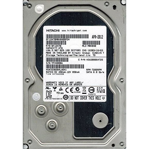 Hitachi HUA723020ALA641 P/N: 0F12470 MLC: MRK840 2TB