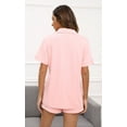 thumbnail image 4 of HEARTNICE Women Button up Pajama Set, Summer Lightweight Shorts Sleepwear Pjs Set,(Pink,L), 4 of 6