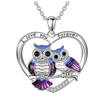 Bentne Jewellery Necklace Women Heart Shaped Owl Couple Pendant Necklace Light Alloy Necklace Gift for Girlfriend, Birthday, Parties, Thanksgiving, Easter, Christmas Gift and Daily Gift