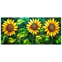 Xmarks Stained Glass Window Film, 1 pcs Sunflower Window Static Cling Yellow Flower Privacy Film Decorative UV Sun Blocking Glass Window Covering for Bathroom