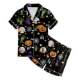 thumbnail image 4 of NIEWTR Girls' Pajamas Kids Toddler Summer Cartoon Print Short Sleeve Shorts Sleepwear Outfits Halloween Pajamas, 4 of 5