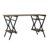 Furniture of America Carti Rustic Wood 2-Shelf Writing Desk in Oak and Gun Metal