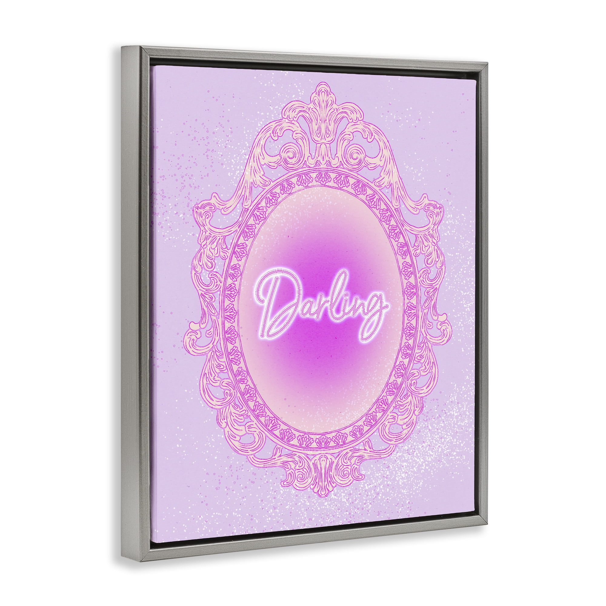 Stupell Industries Darling Ornate Mirror Gray Framed Floater Canvas Wall Art, design by Ziwei Li