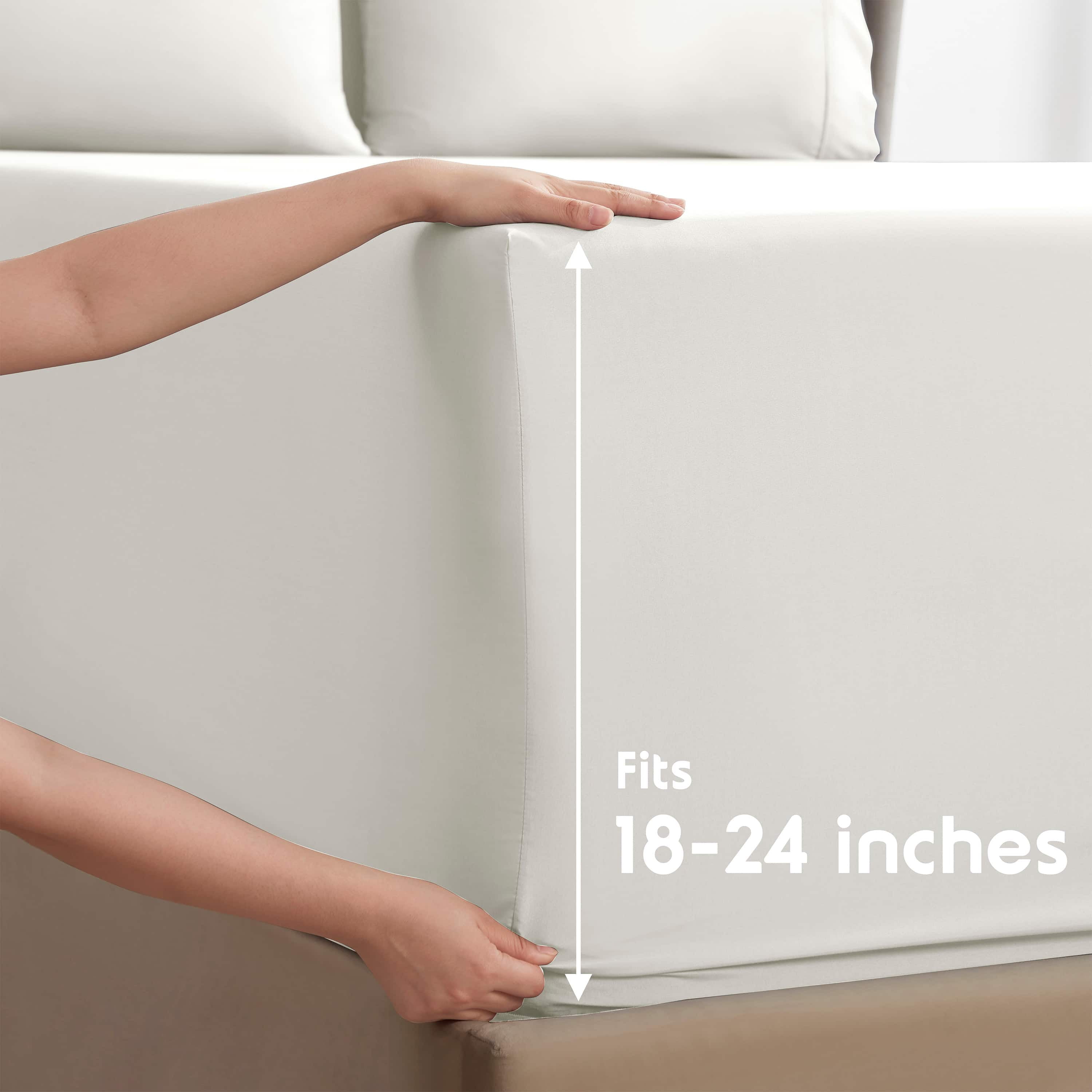 LammaLoe Extra Deep Pocket Full Sheets Set, 4 Piece, Fits 18"-24" Mattress, Breathable & Extra Soft Bed Sheets, Off White