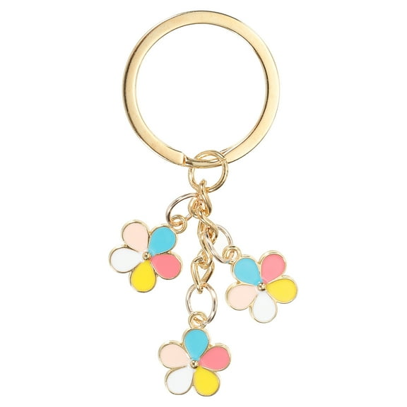 Flower Charm Keychain, Enameled Keychain Tassel Keyring Pendant, Multicolored