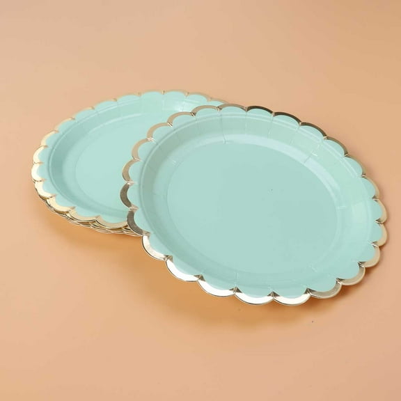 HOMEMAXS Green Paper Disposable Tableware Set for to Hold Food like Cakes and Pastries 8 Round Plates