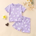 thumbnail image 2 of Toddler Kid Girl Outfits Clothes Floral Short Sleeve T-Shirt Top + Waist Pocketed Summer Short Sets 4-7T Girl Clothes Girls Summer Set 1-3 Years,18-24 Months, 2 of 9