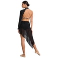 thumbnail image 2 of iixpin Womens One Shoulder Rhinestones Bodysuit Dress Asymmetric Modern Lyrical Dance Costume Black M, 2 of 5
