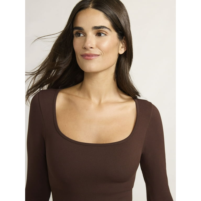 Joyspun Women's Seamless Square Neck Bodysuit with Long Joyspun Women's Seamless Square Neck Bodysuit with Long