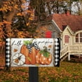 thumbnail image 6 of Fall Hello Pumpkin Welcome Mailbox Cover Magnetic Standard Size 21"x19", Autumn Thanksgiving Decorative Post Letter Box Wrap Decor, Buffalo Plaid Farmhouse Rustic Garden Yard Outdoor Decoration, 6 of 6