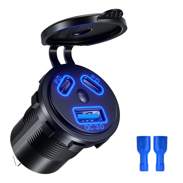 3 Port Car Charger Adapter With QC3.0 Fast Charging & PD Ports For Mobile Devices Universal Fit High Speed Charging Solution For Vehicles Car Adapter to Wall Heated Seat Cushion for Car Plug in Kayak