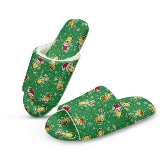 FUIALDOLG Christmas Cartoon Avocado Print Slippers for Women Memory Foam House Bedroom Open Toe Slide Slipper Shoes Comfy Trendy Gift Slippers, Size 4.5-5.5