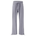 thumbnail image 4 of Itsame Womens Loose Long Pants Pocket Solid Color Relaxed Cotton High Waisted Wide Leg Sweatpants Gray Size S, 4 of 5