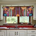 thumbnail image 3 of Yayeee Kitchen Curtains Tier Set of 2 Light Filtering 57"x36" Over Sink Window Panels, Futuristic Sun, 3 of 7