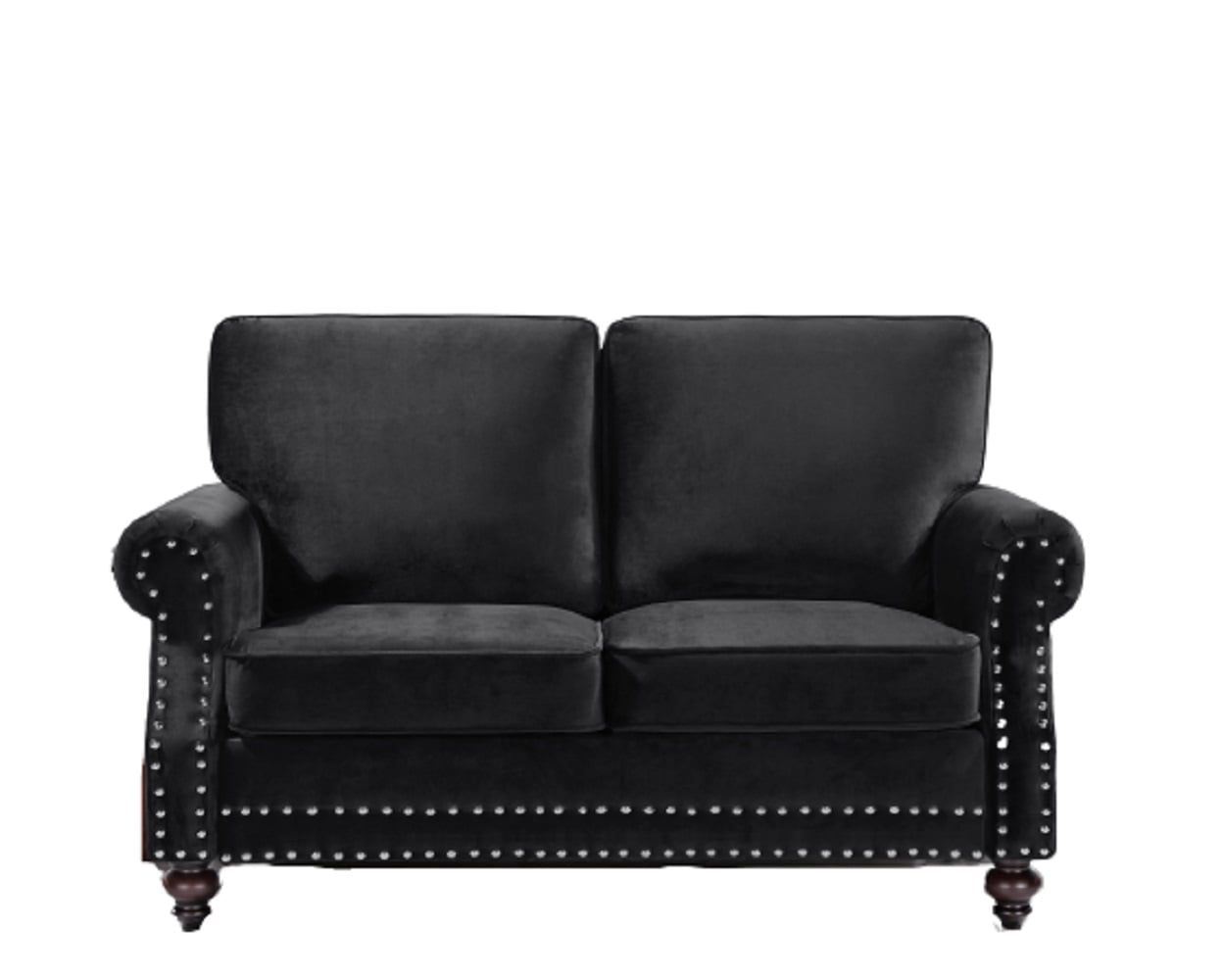 Uspridefurniture Feingold 61.4'' Velvet Rolled Arm Loveseat, Black