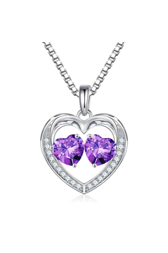 Iefil Birthstone Necklace for Women - Amethyst Purple Necklace, Amethyst Purple Jewelry, February Birthday Gifts, Jewelry for Wife Girlfriend Mom