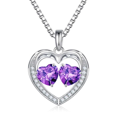 Iefil Birthstone Necklace for Women - Amethyst Purple Necklace Amethyst Purple Jewelry February Birthday Gifts Jewelry for Wife Girlfriend Mom